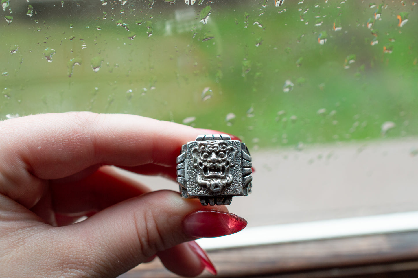 Deadstock Sterling Y2k Ornate Hannya Oni Japanese-Style Signet Stacking Ring Trending 925 Silver