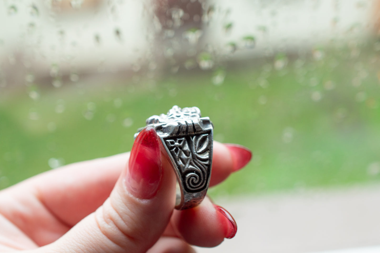 Deadstock Sterling Y2k Ornate Hannya Oni Japanese-Style Signet Stacking Ring Trending 925 Silver