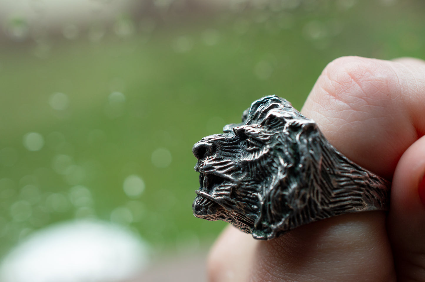 Deadstock Sterling Y2k Large Lion Head Textured Stacking Ring Trending 925 Silver