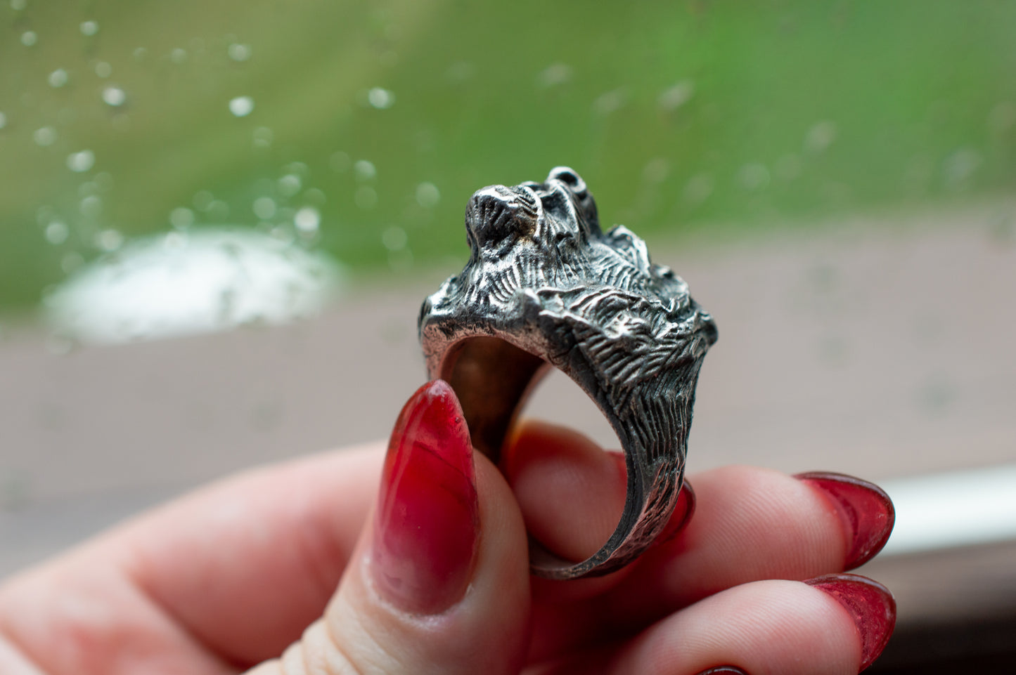 Deadstock Sterling Y2k Large Lion Head Textured Stacking Ring Trending 925 Silver