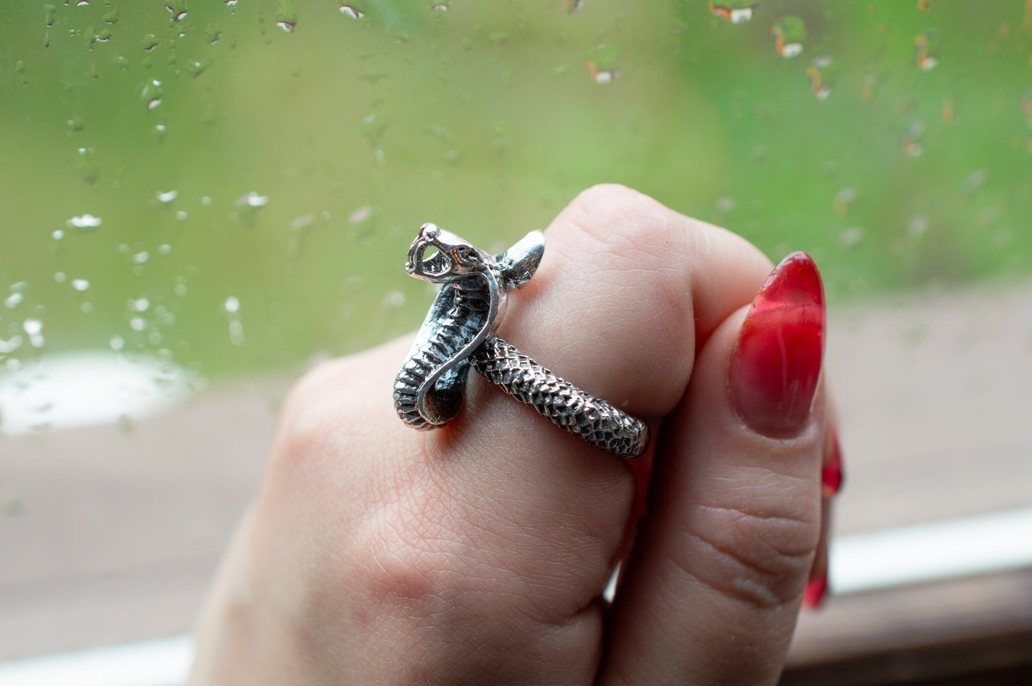 Deadstock Sterling Y2k Hissing Rattlesnake Textured Stacking Ring Trending 925 Silver