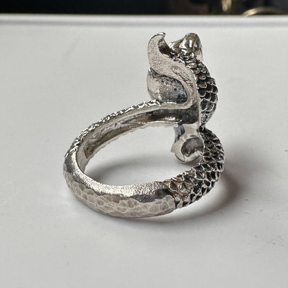 Deadstock Sterling Y2k Hissing Rattlesnake Textured Stacking Ring Trending 925 Silver