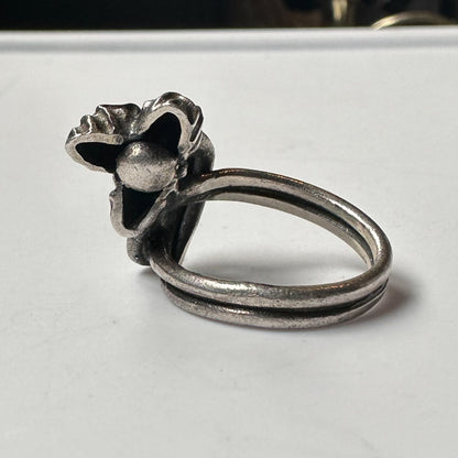 Deadstock Sterling Y2k Abstract Knotted Floral Stacking Ring Trending 925 Silver