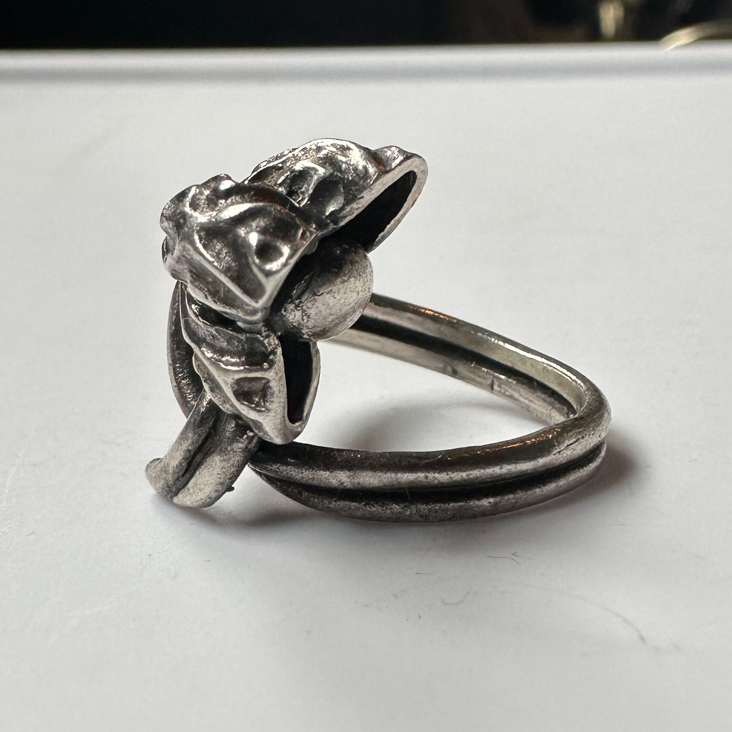 Deadstock Sterling Y2k Abstract Knotted Floral Stacking Ring Trending 925 Silver