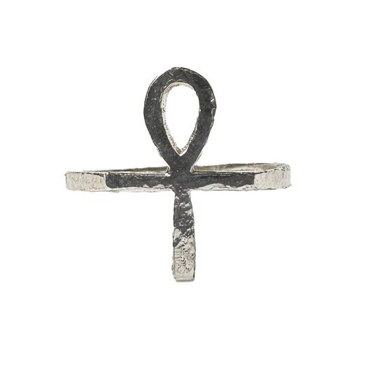 Deadstock Sterling Y2k Petite Ankh Egyptian Stacking Ring Trending 925 Silver