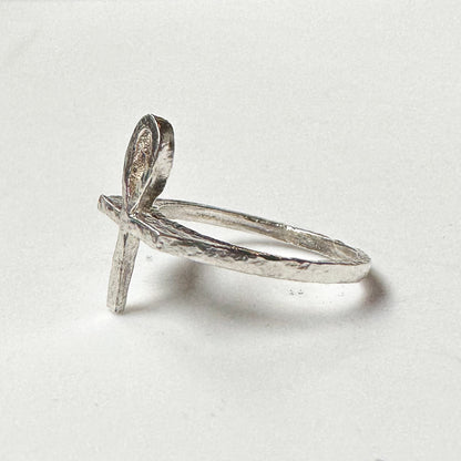 Deadstock Sterling Y2k Petite Ankh Egyptian Stacking Ring Trending 925 Silver