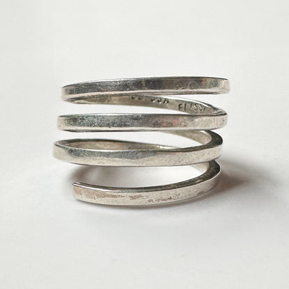 Deadstock Sterling Y2k Springy Modern-Style Wide Stacking Ring Trending 925 Silver