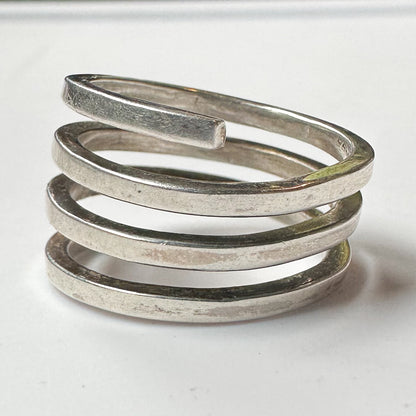 Deadstock Sterling Y2k Springy Modern-Style Wide Stacking Ring Trending 925 Silver