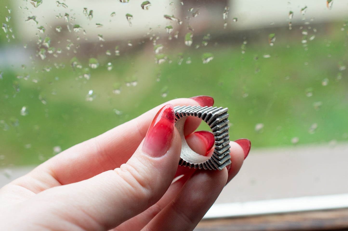 Deadstock Sterling Y2k Unique Textured Square Stacking Ring Trending 925 Silver