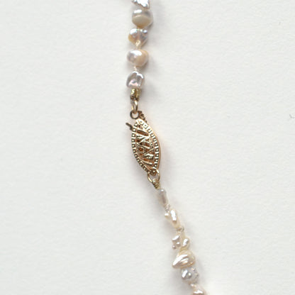 Vintage Saltwater Cultured Baroque Pearls Single Strand Necklace w/ 14k Filigree Clasp