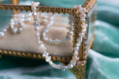 Vintage Saltwater Cultured Baroque Pearls Single Strand Necklace w/ 14k Filigree Clasp