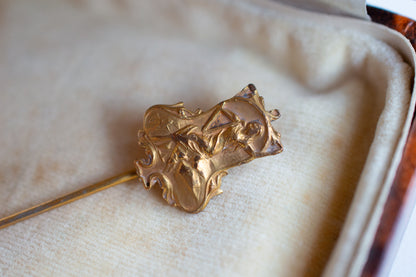 Antique Victorian Gold Filled Art Nouveau Harpist Lapel Pin