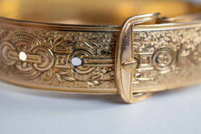 Gorgeous Gold Filled Victorian Revival Engraved Belt Buckle Cuff Bracelet Hayward Co