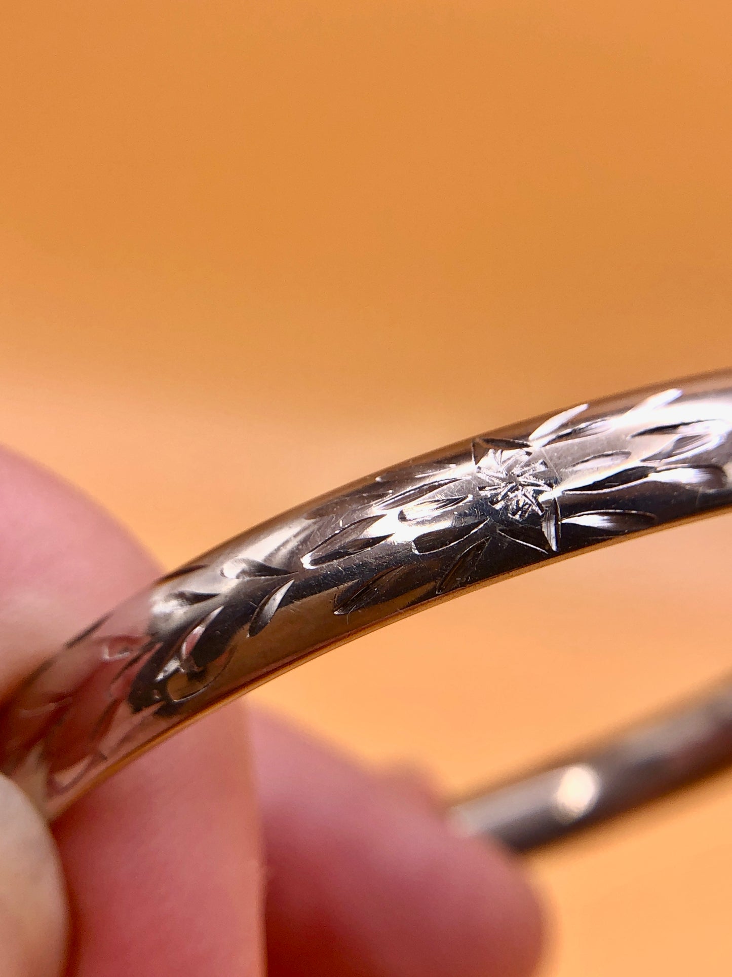 Circular Sterling Cuff w/ Engraved Flowers