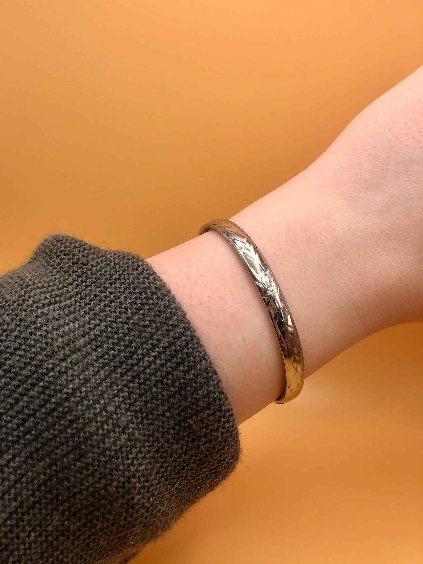 Circular Sterling Cuff w/ Engraved Flowers