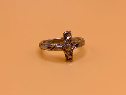 Wrap-Around Cross Sterling Stacking Ring