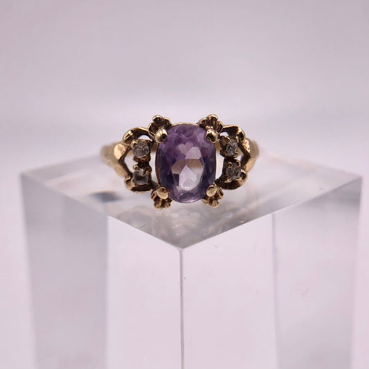 CPS Jewelry Co Victorian revival 1959-1960 Amethyst Glass Cocktail Ring