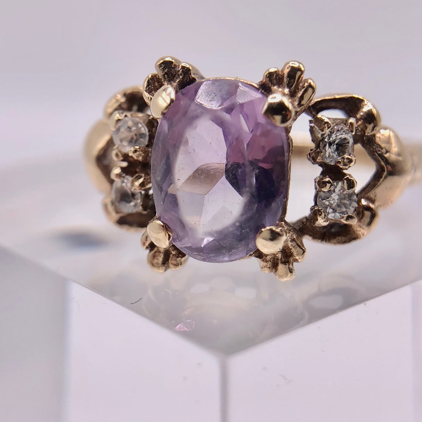 CPS Jewelry Co Victorian revival 1959-1960 Amethyst Glass Cocktail Ring