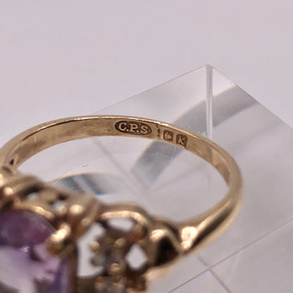 CPS Jewelry Co Victorian revival 1959-1960 Amethyst Glass Cocktail Ring