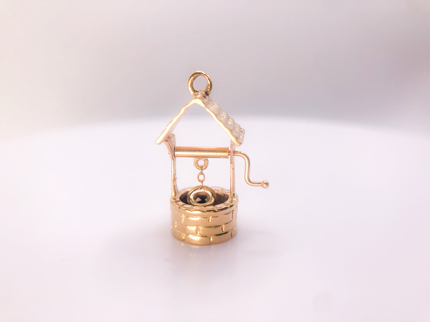 Vintage 14k Mechanical Wishing Water Well Charm Moving Parts