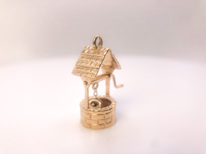 Vintage 14k Mechanical Wishing Water Well Charm Moving Parts