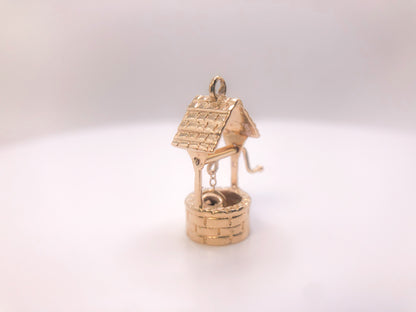 Vintage 14k Mechanical Wishing Water Well Charm Moving Parts