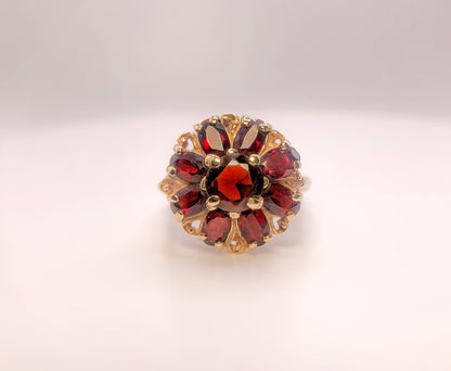 Victorian 10k Gold Bohemian Garnet 1.9 TCW Cluster Ring