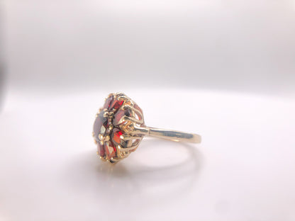 Victorian 10k Gold Bohemian Garnet 1.9 TCW Cluster Ring