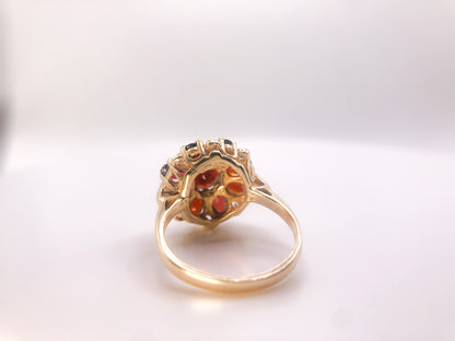 Victorian 10k Gold Bohemian Garnet 1.9 TCW Cluster Ring