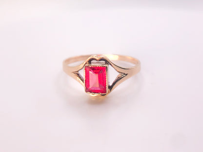 Antique Edwardian White, Wile, & Warner Rectangle Cut 14k Garnet Ring